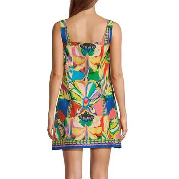 Antonio Melani Eliana Printed Linen Blend Straight Neck Shift Dress - Picture 2 of 3